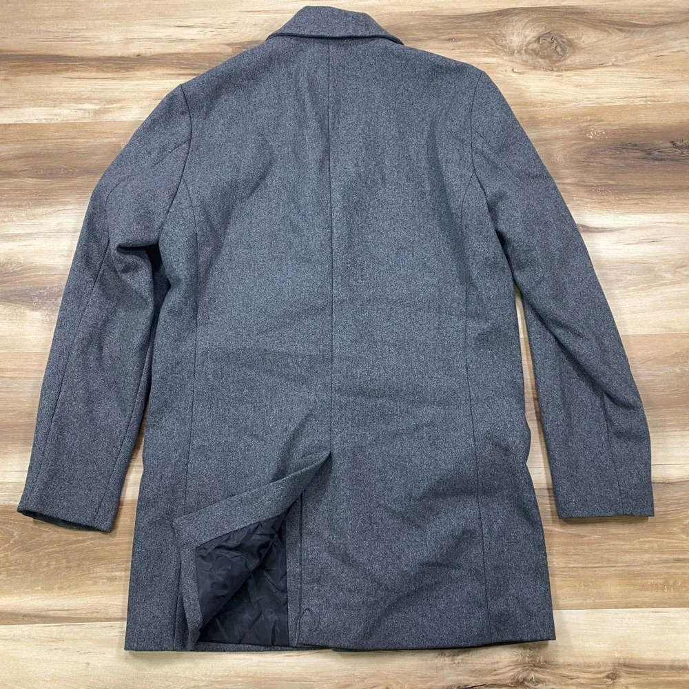 Jack & Jones Overcoat Mens Medium Minimalist Heritage Gray Long Topcoat